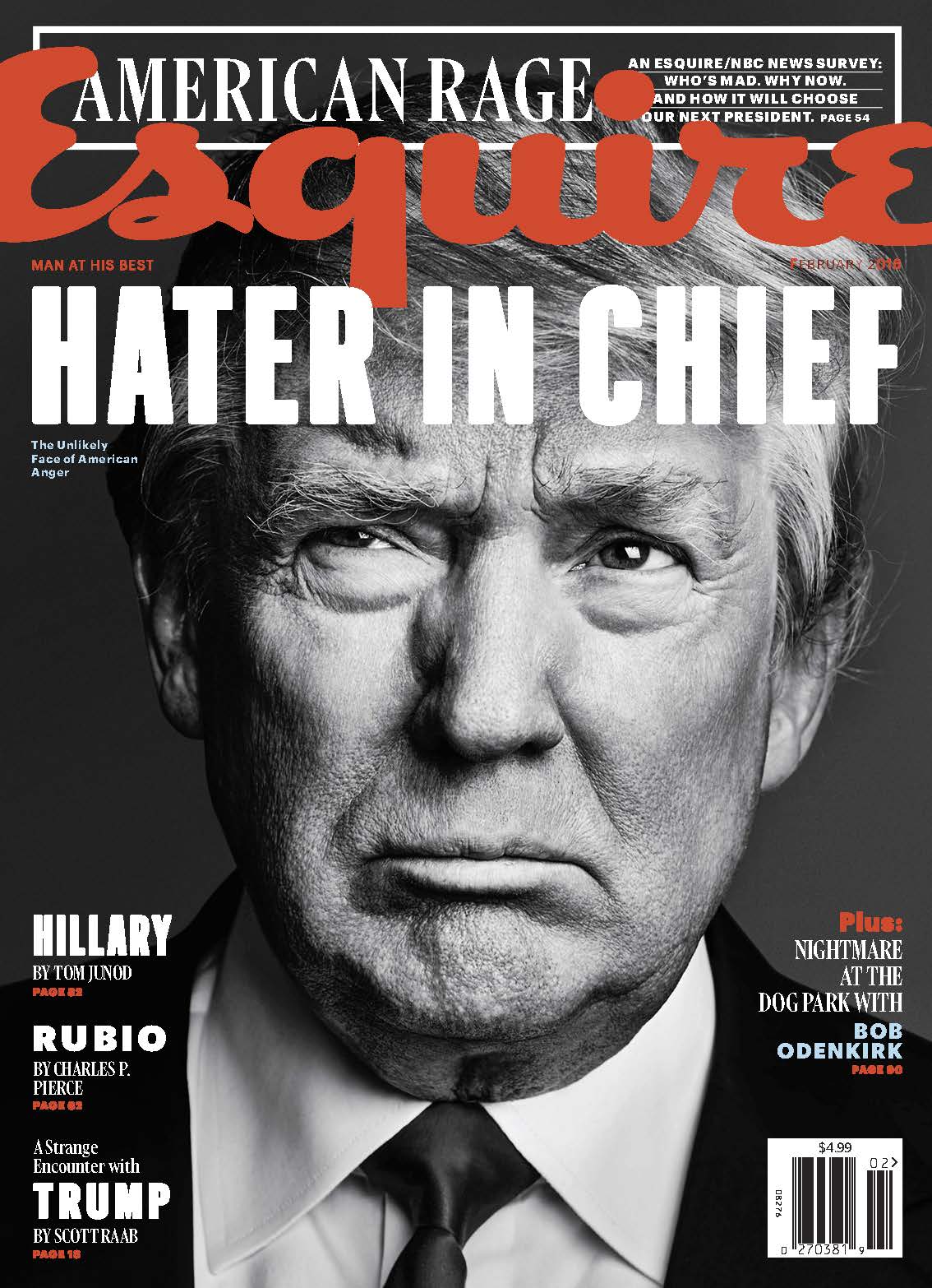 Esquire - "Hater in Chief," February