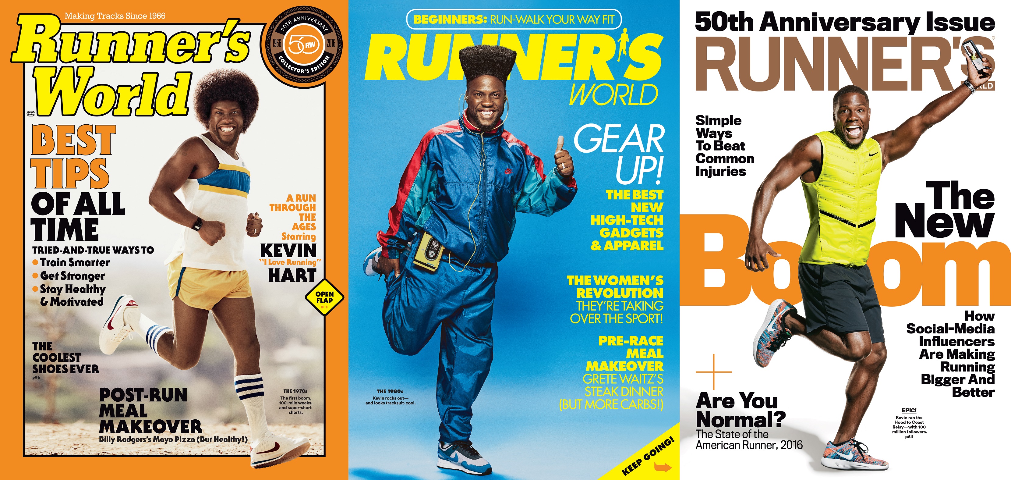 Runner's World - "50th Anniversary," November split covers