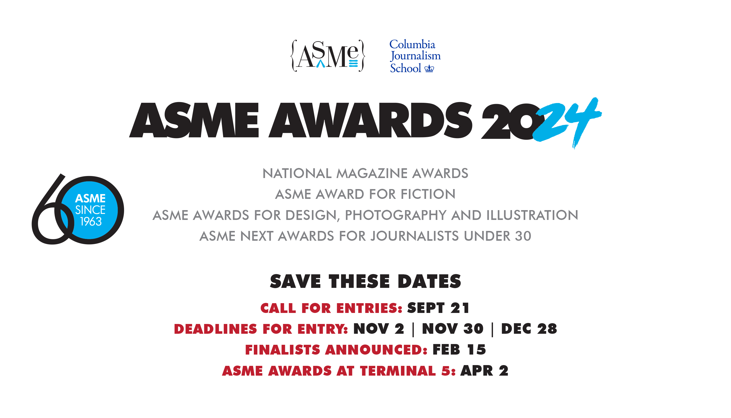 ASME Awards 2024 Timeline