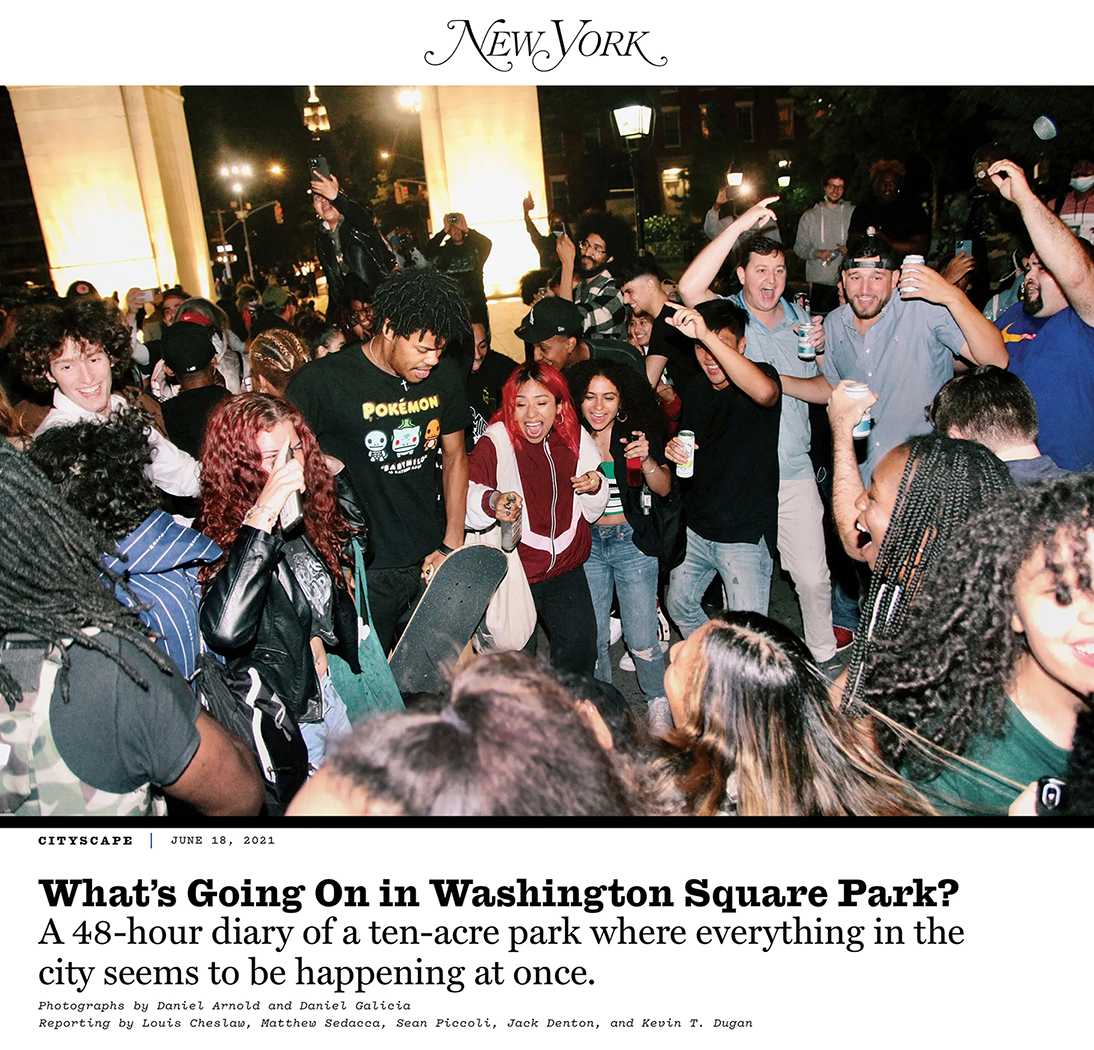 “What’s Going On in Washington Square Park?,” photographs by Daniel Arnold and Daniel Galicia, June 18 at nymag.com